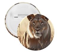 Female Lion Tinplate Badge Personalized Round Brooch Large Craft Button Suitable for Teachers, Nurses, Doctors, Staff, Party Gift Accessories, style, 5PCS