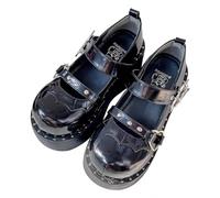 Female Lolita Cute Mary Janes Pumps Platform Wedges High Heels Women's Pumps Sweet Gothic Punk Shoes Woman Platform Black