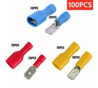 Female Male Crimping Wire Connectors 100Pcs Insulated Butt Joint Terminals for Automotive and Ship Wiring Projects
