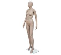 Female Mannequin Beige 175cm PE Body Armoured Glass Base Aluminum Stand 360degXL