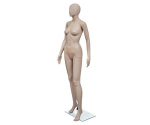 Female Mannequin Beige 175cm PE Body Armoured Glass Base Aluminum Stand 360degXL