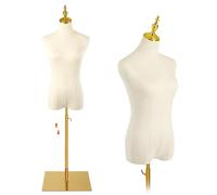 Female Mannequin, Hanging Pants & Skirts Dress Mannequin with Stand, Height Adjustable Torso for Clothing Dress Jewelry Display, Sewing, Beige