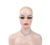 Female Mannequin Head, Elastic Realistic Wig Model with Shoulders - Half Length Massage Mannequin, Hat Display Model for Salons, Home