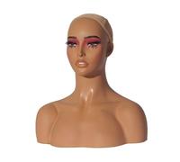 Female Mannequin Head with Shoulder 16.5inch Tall Realistic Multipurpose Hat Display Stand for Store, Shopping Mall Accessory