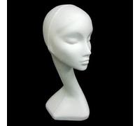 Female Mannequin Heads with Flat Base - White Polystyrene Display for Hats, Scarves, Wigs & Accessories - Includes Swan Neck Display Head, Lightweight & Durable (Female Swan-Neck)