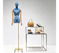 Female Mannequin Torso Body Dress Form, Height Adjustable From 82.6'' To 90.5'' Sewing Tailors Dummy with Detachable Solid Wood Arm for Designer Clothing, Jewelry Display(Blue,Casual wheel base)