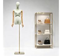 Female Mannequin Torso Body Dress Form, Height Adjustable From 82.6'' To 90.5'' Sewing Tailors Dummy with Detachable Solid Wood Arm for Designer Clothing, Jewelry Display(Green,Mirror base)