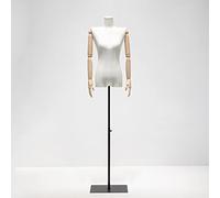 Female Mannequin Torso Dress Form, 120-200cm Height Adjustable Woman Manikin with Wooden Arm, Sturdy Shop Window Display Shelf, Metal Base