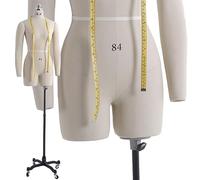 Female Mannequin Torso Dress Forms for Sewing, Pinnable Body Form with 2 Soft Arms, Tailor Dressmaker Dummy Mannequin on Wheels, Adult Full Size (Color : White, Size : L)