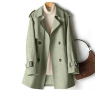 Female Medium Length Trench Coat with Lapel Collar and Waist Fit, Windbreaker Jacket for Autumn and Winter Outdoor Activities (2XL Light green)