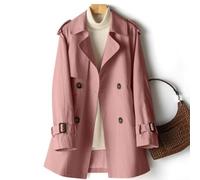 Female Medium Length Trench Coat with Lapel Collar and Waist Fit, Windbreaker Jacket for Autumn and Winter Outdoor Activities (XL Dark pink)
