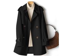 Female Medium Length Trench Coat with Lapel Collar and Waist Fit, Windbreaker Jacket for Autumn and Winter Outdoor Activities (2XL Black)