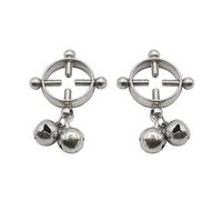 Female Metal Nipple Clamps with Neck Choker Slave Stimulator Nipple Clips with Ring Breast Bondage Restraint Couple Game Sex Toy Woman White Short One Size