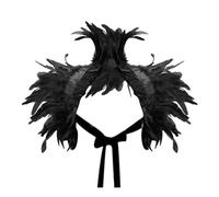 Female Natural Feather Shawl Lace Suitable For Carnival Masquerade Cosplay C Black One Size