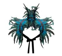 Female Natural Feather Shawl Lace Suitable For Carnival Masquerade Cosplay C Blue One Size