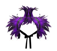 Female Natural Feather Shawl Lace Suitable For Carnival Masquerade Cosplay C Purple One Size