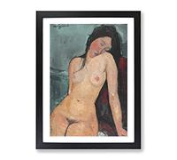 Female Nude By Amedeo Modigliani Classic Painting Framed Print | A3 Black Framed Wall Art | Ready to Hang | Classic Historical Picture | Living Room Bedroom Lounge Office