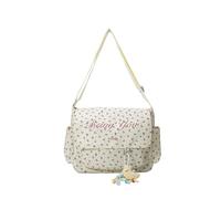Female Nylon Shoulder Bag with Pendant Large Sling Bag Floral Tote Bag (Blue)