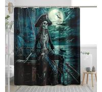 Female Pirate Shower Curtain, Skull Ship Nautical Shower Curtains for Bathroom, Cool Gothic Goth Print Bath Decor Accessories Set -72 * 78