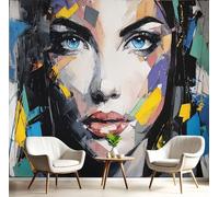 Female Portrait Wall Mural Photo Wallpaper, Abstract Art 3D Printed Mural, Murals Wall Art Print for Bedroom Living Room Dining Room Home Decoration 400×280 Cm Mixed Colors