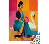 Female PortraitPuzzles 1000 Pieces for Adults for Adults 1000 Piece Puzzle Educational Challenge Games Home DecoratioWhite Swan