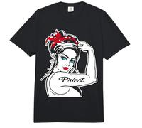 Female Priest Rosie The Riveter Pin Up Girl Priest Comfort Colors Adult Heavyweight T-Shirt
