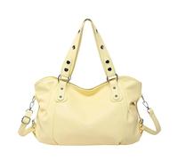 Female PU Leather Trendy Studded Sling Pouch Large Capacity Cool Girl Motorcycle Tote Bags Solid Color Versatile Chain Satchel Pack Outdoor Travel Work Handbags (Yellow 330 * 260 * 120)