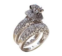 Female Round Hollow Prongs Eight Inlaid Carving Pallet Silver Ring Rings Teen Girl (silver, M)