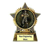 Female Rugby Trophy Star 90mm Award Antique Gold Resin Ideal Girl of the Game, Player of the Week, Player of the Match Free Engraving - A