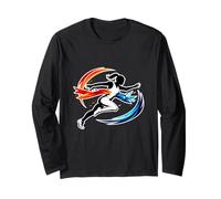 Female Runner Crossing Finish Line Abstract Motion Long Sleeve T-Shirt