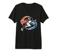 Female Runner Crossing Finish Line Abstract Motion Premium T-Shirt