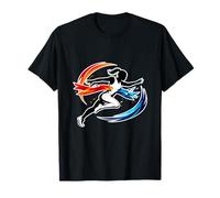 Female Runner Crossing Finish Line Abstract Motion T-Shirt