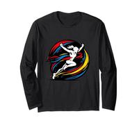 Female Runner Crossing Finish Line Abstract Victory Long Sleeve T-Shirt