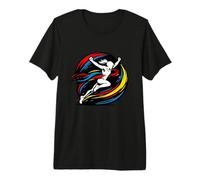 Female Runner Crossing Finish Line Abstract Victory Premium T-Shirt
