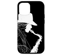 Female Saxophonist Line Art Tenor Saxophone Case for iPhone 12/12 Pro