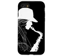 Female Saxophonist Line Art Tenor Saxophone Case for iPhone SE (2020) / 7 / 8