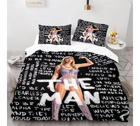 Female Singer 3D Printed Quilt Cover Double 200 x 200 cm 3 Pieces Bedroom Bed Bedding Set Soft Easy Care with Zipper Closure，Pillowcases for Kids Girls Boys Adults Bedroom
