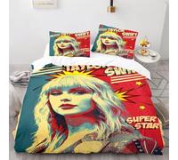 Female Singer Duvet Cover Set Single 135 x 200 cm Soft Lightweight Microfiber 3 Piece Bedding Set with 2 Pillowcase Kids Quilt Cover Closure