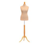 (Female Size 10/12) Female Tailors Dummy Cream Dressmakers Fashion Students Mannequin Display Bust with A Light Wood Tripod Base