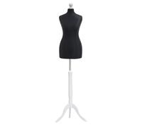 (Female Size 18/20) Female Tailors Dummy Black Dressmakers Fashion Students Mannequin Display Bust with A White Tripod Stand