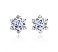 Female Snowflake Stud Earrings 925 Jewelry Aaa Cubic Zircon Double Earrings For Women White