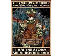 Female Soldier Metal Sign They Whispered to Her You Cannot Withstand The Storm I Am The Storm Retro Wall Decora Home Bar Club Man Cave Office Inspirational Tin Sign 12x17 Inches