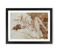 Female Study By Giovanni Boldini Classic Painting Framed Wall Art Print, Ready to Hang Picture for Living Room Bedroom Home Office Décor, Black A3 (46 x 34 cm)