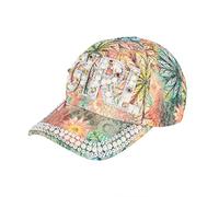Female Summer Casual Flash Drill Floral Print Baseball Caps Hat Visors Star Boys Trucker Hat (Brown, One Size)