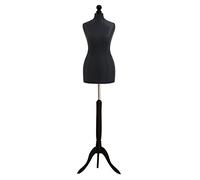 Female Tailors Dummy Bust Size 6/8 Dressmakers Fashion Mannequin Students Black With Black Tripod Stand