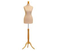 Female Tailors Dummy Cream Size 18/20 Dressmakers Fashion Students Mannequin Display Bust with A Light Wood Tripod Base