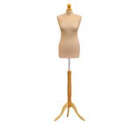 Female Tailors Dummy Cream Size 8/10 Dressmakers Fashion Students Mannequin Display Bust With A Light Wood Base