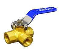 Female Thread Full Port L-Port Three Way Brass Ball Valve Connector Adapter 1Pcs(1",L)