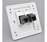 Female To Female CAT6 Gigabit Dual-Pass Network Wall Plug RJ45 LAN Faceplate Internet Straight Plug Outlet (LAN x 2)