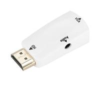 Female to VGA Female Active Adapter with Audio Output Compact Size and No External Power Needed for PC and Projector (White)